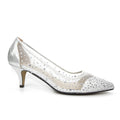 Silver - Back - Lunar Womens-Ladies Alisha Faux Gemstone Court Shoes