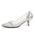 Silver - Side - Lunar Womens-Ladies Alisha Faux Gemstone Court Shoes