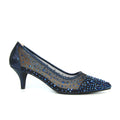 Navy - Back - Lunar Womens-Ladies Alisha Faux Gemstone Court Shoes