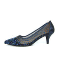 Navy - Lifestyle - Lunar Womens-Ladies Alisha Faux Gemstone Court Shoes