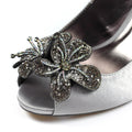 Dark Grey - Close up - Lunar Womens-Ladies Ankara Satin Court Shoes