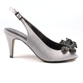 Dark Grey - Side - Lunar Womens-Ladies Ankara Satin Court Shoes
