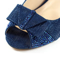 Blue - Close up - Lunar Womens-Ladies Mira Diamante Peep Toe Court Shoes