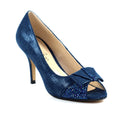 Blue - Front - Lunar Womens-Ladies Mira Diamante Peep Toe Court Shoes