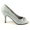 Silver - Pack Shot - Lunar Womens-Ladies Lyla Peep Toe Court Shoes