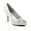 Silver - Front - Lunar Womens-Ladies Lyla Peep Toe Court Shoes