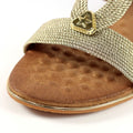 Gold - Close up - Lunar Womens-Ladies Calow Leather Sandals