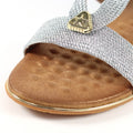 Silver - Close up - Lunar Womens-Ladies Calow Leather Sandals