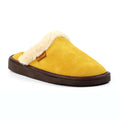 Mustard - Front - Lazy Dogz Womens-Ladies Otto Faux Fur Trim Suede Slippers