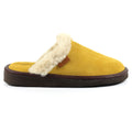Mustard - Lifestyle - Lazy Dogz Womens-Ladies Otto Faux Fur Trim Suede Slippers
