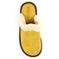 Mustard - Pack Shot - Lazy Dogz Womens-Ladies Otto Faux Fur Trim Suede Slippers