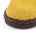 Mustard - Close up - Lazy Dogz Womens-Ladies Otto Faux Fur Trim Suede Slippers