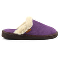 Purple - Lifestyle - Lazy Dogz Womens-Ladies Otto Faux Fur Trim Suede Slippers