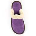 Purple - Pack Shot - Lazy Dogz Womens-Ladies Otto Faux Fur Trim Suede Slippers