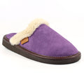 Purple - Front - Lazy Dogz Womens-Ladies Otto Faux Fur Trim Suede Slippers