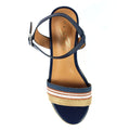 Blue - Side - Lunar Womens-Ladies Alicante Wedge Sandals