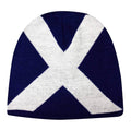 Navy-White - Front - Mens Scotland Cross Design Winter Beanie Hat