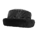 Black - Front - Ladies-Womens Quilted Winter Faux Fur Trim Hat