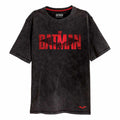 Vintage Black-Red - Front - Batman Unisex Adult Logo Acid Wash T-Shirt