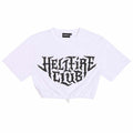 White-Black - Front - OnePointFive°C Womens-Ladies Hellfire Club Stranger Things Crop T-Shirt