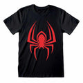 Black - Front - Spider-Man Unisex Adult Hanging Spider Logo T-Shirt
