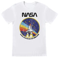 White-Blue-Black - Front - NASA Unisex Adult Distressed Rocket T-Shirt