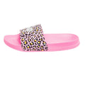 Pink-Black - Front - Hype Childrens-Kids Disco Leopard Sliders