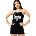Black-White - Front - Hype Girls Script Strappy Playsuit