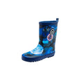Black-Blue - Front - Hype Childrens-Kids Space Wellington Boots