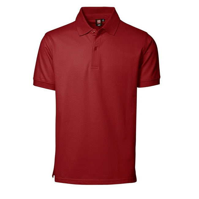 Red - Front - ID Mens Pique Short Sleeve Regular Fitting Polo Shirt