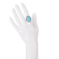 Blue - Back - Sparkle Womens-Ladies Carved Stone Ring