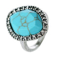 Blue - Front - Sparkle Womens-Ladies Carved Stone Ring