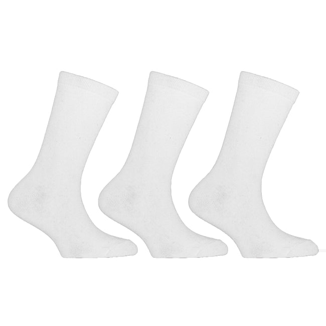 White - Front - Childrens-Kids Plain Cotton Rich School Socks (Pack Of 3)
