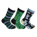 Green-Navy - Front - FLOSO Childrens-Kids Retro Gripper Socks (3 Pairs)