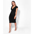 Black - Back - Krisp Womens-Ladies Cap Sleeve Wrap Jersey Dress