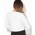 White - Side - Krisp Ladies-Womens Bubble Knit Cropped Jacket