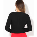 Black - Side - Krisp Ladies-Womens Bubble Knit Cropped Jacket