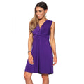Purple - Front - Krisp Womens-Ladies Knot Front Self Tie V Neck Dress