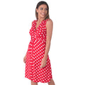 Red-White - Front - Krisp Womens-Ladies Knot Front Polka Dot Mini Dress