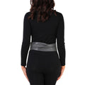 Charcoal - Side - Krisp Womens-Ladies Faux Leather Cinch Belt