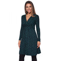 Teal - Front - Krisp Womens-Ladies Ditsy Print Knot Front Dress