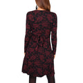 Wine - Side - Krisp Womens-Ladies Long Sleeve Rose Print Knot Dress