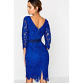 Blue - Close up - Paper Dolls Womens-Ladies Blue Crochet Lace Bodycon Dress