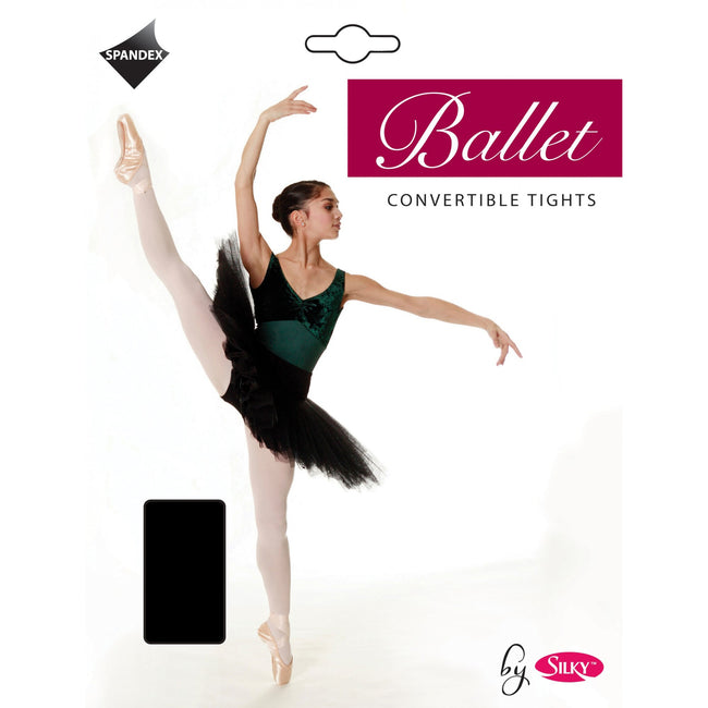 Black - Back - Silky Girls Dance Ballet Tights Convertible (1 Pair)