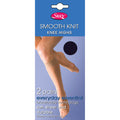 Navy - Front - Silky Womens-Ladies Smooth Knit Knee Highs (2 Pairs)