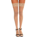 Nude - Back - Silky Womens-Ladies Shine Lace Top Hold Ups (1 Pair)