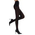 Black - Side - Couture Womens-Ladies Opaque Velvet Touch Tights