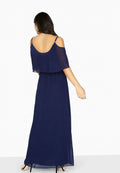 Navy - Lifestyle - Girls On Film Womens-Ladies Motion Cold Shoulder Maxi Dress
