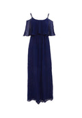 Navy - Front - Girls On Film Womens-Ladies Motion Cold Shoulder Maxi Dress