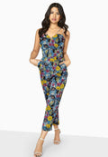 Blue - Back - Girls On Film Womens-Ladies Florence Sweetheart Floral Jumpsuit